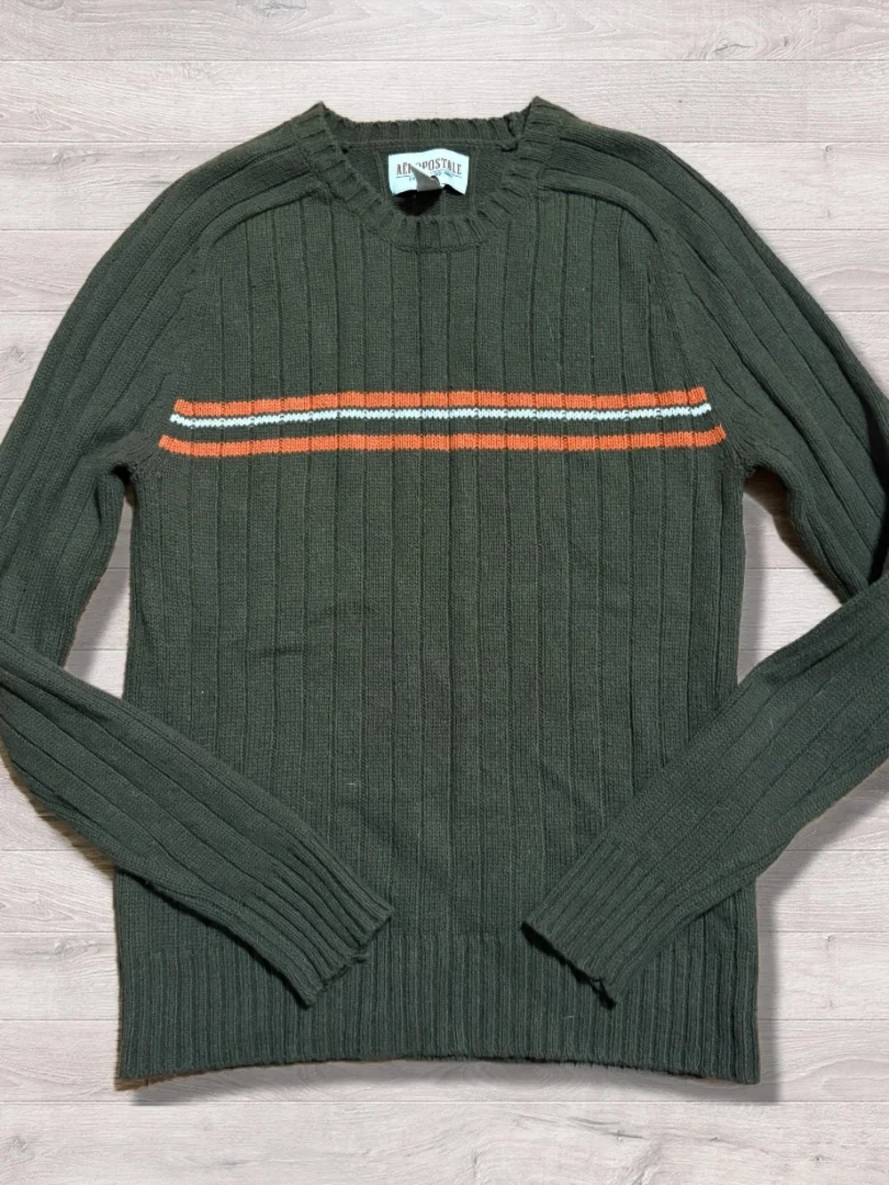 Vintage Y2K 2000s Aeropostale Green Knit Heavyweight Sweater Crewneck Men’s  S